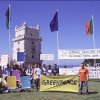2004 - Em Lisboa, e com o apoio do Greenpeace, é (re)lançada a «Plataforma Transgénicos fora do Prato» e servido um pequeno almoço biológico junto à Torre de Belém. © Luís Galrão/QUERCUS